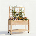 ELLEGNT 1 PCS Wooden Planter Box with Trellis-47 inx23 inx65 in Raised Garden Bed,  Includes Liner, Drainage Holes for Plant