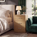 ELLEGNT 1 PCS Bedroom Nightstand with Charging Ports-3 Drawer Storage Side Table for Living Room or Guest Room, Natural