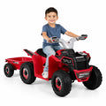 ELLEGNT 6V Kids Electric ATV Quad with Detachable Trailer and Wear-Resistant Wheels for Ages 3+, Red