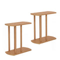 ELLEGNT 2 PCS Compact C-Table in Solid Teak- with Thickened Top for Small Spaces