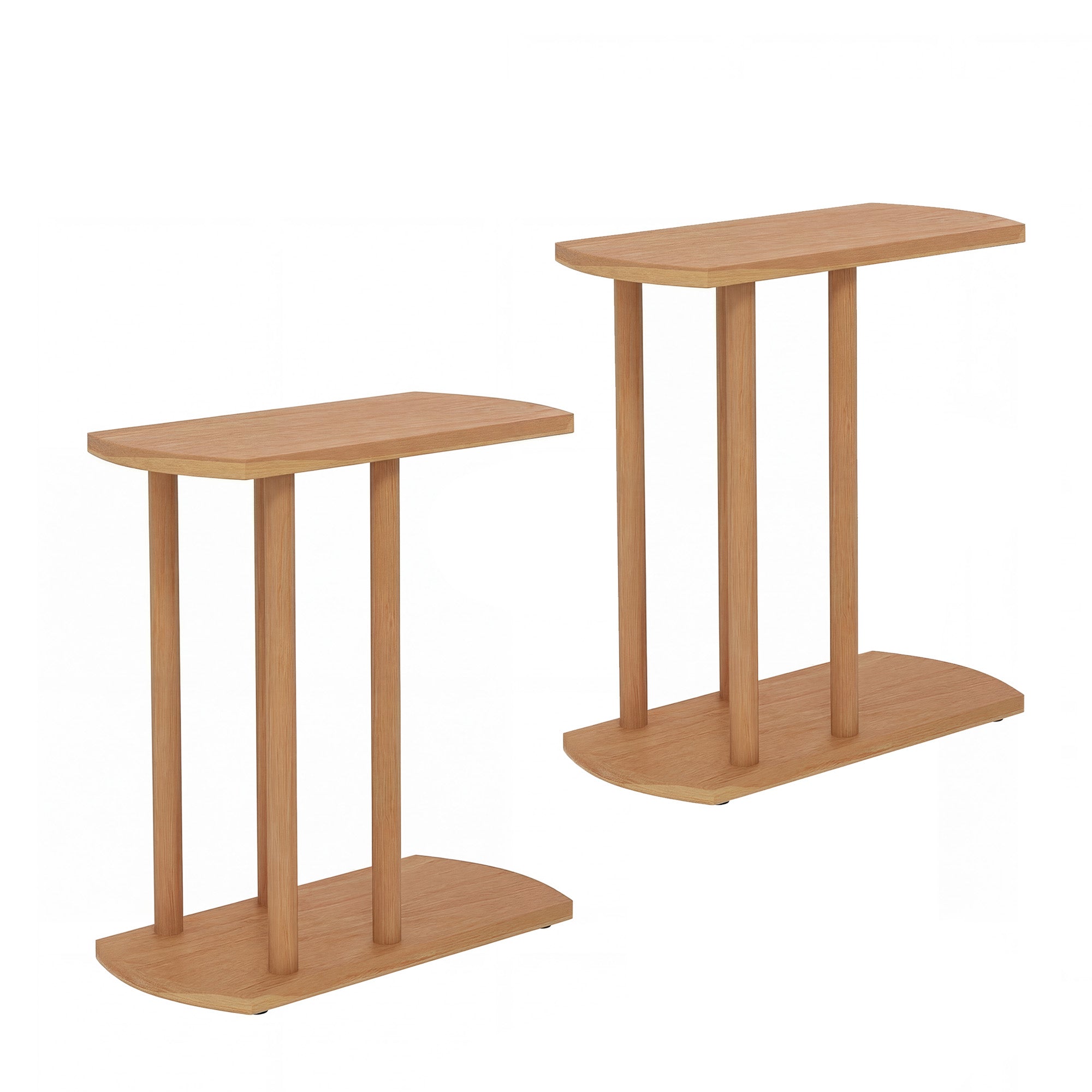 ELLEGNT 2 PCS Compact C-Table in Solid Teak- with Thickened Top for Small Spaces