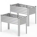 ELLEGNT 2 PCS Metal Raised Garden Bed-Galvanized Planter Box with Legs, Elevated for Vegetables, Silver
