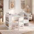 ELLEGNT Kids Art Table and Chair Set-Cubby Cabinet, Drawer, Detachable Paper Roll Holder, White