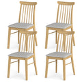 ELLEGNT 4 PCS Spindle Back Dining Chairs with Rubber Wood Frame-Padded Seat Kitchen Chairs for Restaurant, Home, or Cafe, Gray + Natural