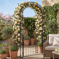 ELLEGNT 84 in Garden Arch with Gate and Trellises-Metal Arbor for Climbing Plants, Patio, Yard