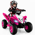 ELLEGNT 12V Kids Ride-On ATV Quad 4-Wheeler Toy with Music, Light, USB Port, Wireless Connection, One-Touch Start, Power Display, Battery Powered for Ages 3+, Pink