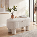 ELLEGNT Storage Ottoman Bench for Living Room-42 in with Hidden Storage Compartment and Legs, Beige