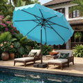 ELLEGNT Push?Button Tilt and Crank 9 FT Patio Umbrella-Weighted Base with Sandbags, Sturdy Ribs, Outdoor Shade, Turquoise
