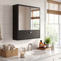 ELLEGNT Double Mirror Door Medicine Cabinet-Wall Mount Bathroom Storage with Wood Shelf, White