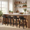 ELLEGNT 4-Pack 24.5 in Bar Stools, Counter Height with Footrest, Solid Rubberwood Legs Black