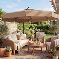 ELLEGNT Cantilever Patio Umbrella-10 FT Offset Hanging Umbrella with Protective Cover, Brown