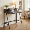 ELLEGNT 31.5" Desk Small Computer Table, Raised Shelf, Heavy Metal Frame, Rustic Brown