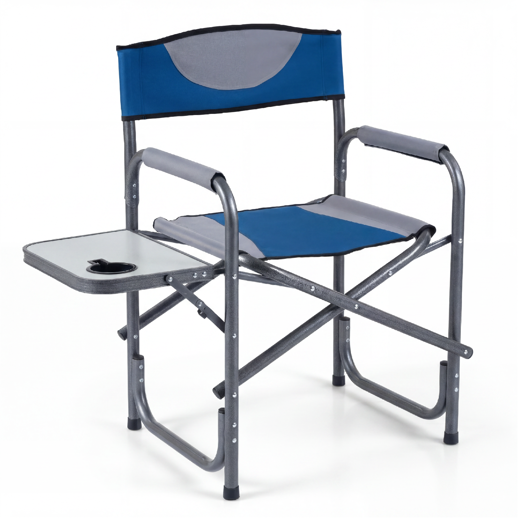 ELLEGNT 1 PCS Lightweight Folding Camping Chair, Portable Director Style with Side Table, Blue