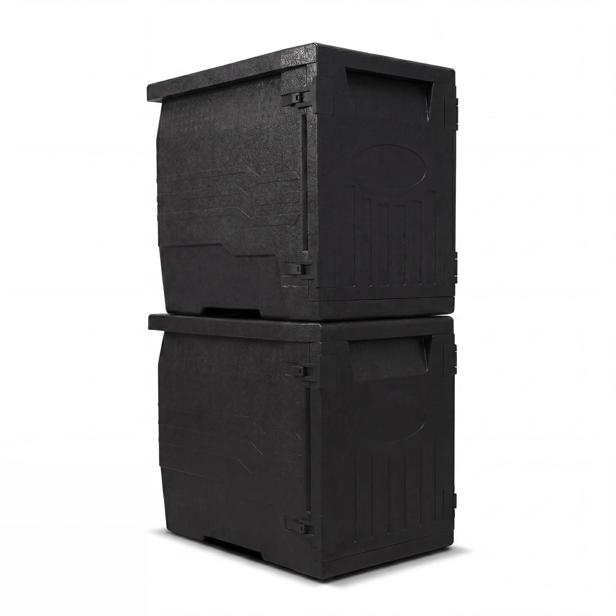 ELLEGNT 2 PCS Insulated Food Carrier-91 Qt, 12 Adjustable Shelf Dividers, Safety Buckles for Catering Use, Black