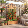 ELLEGNT 1 PCS Wooden Raised Garden Bed with Trellis-71 in Planter Box, Drainage Holes Brown