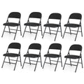 ELLEGNT 8 PCS Folding Chairs with Metal Frame and PVC Leather-Stackable Dining Chairs for Indoor