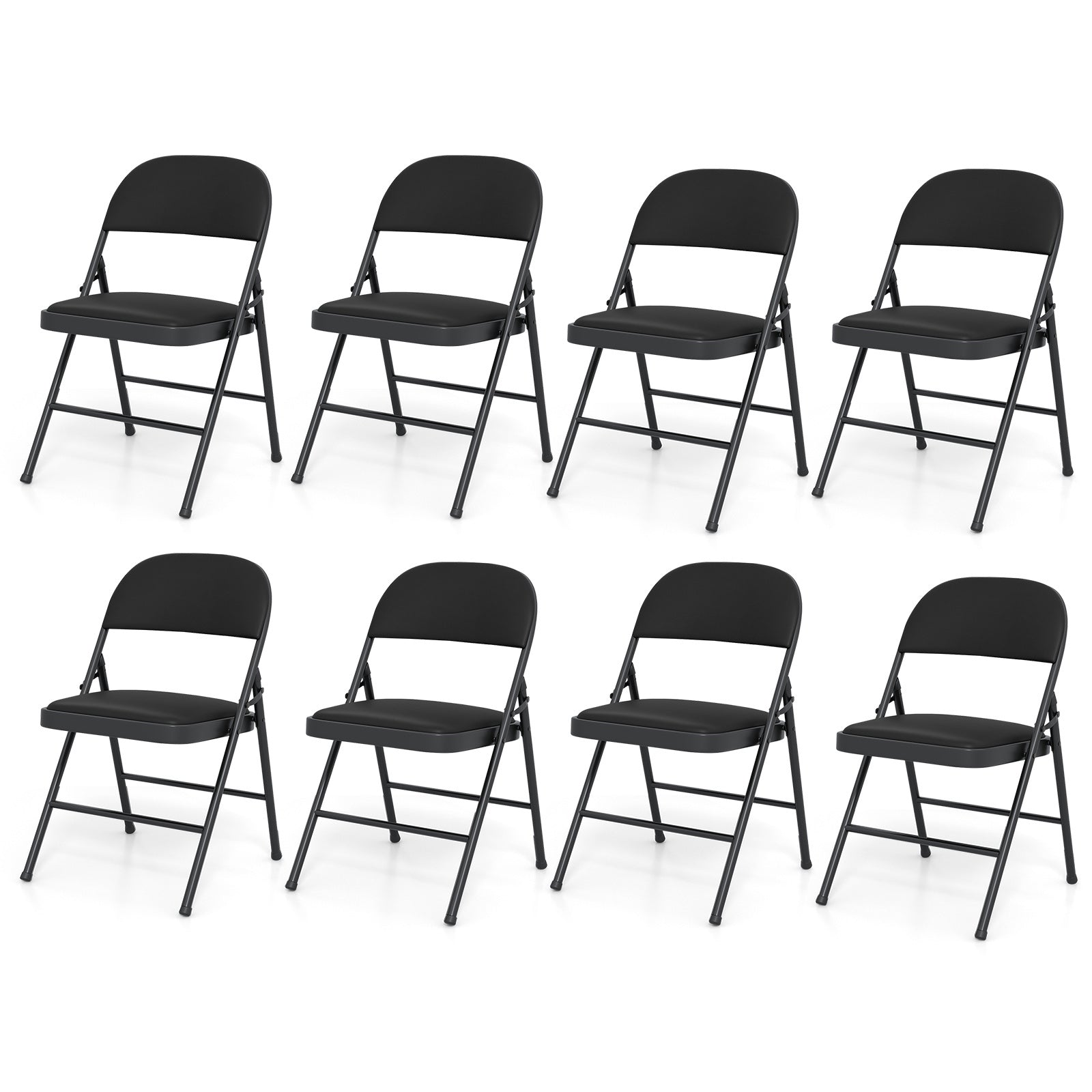 ELLEGNT 8 PCS Folding Chairs with Metal Frame and PVC Leather-Stackable Dining Chairs for Indoor