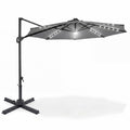 ELLEGNT Solar LED Cantilever Umbrella-10 FT, 360¡ã Swivel, Easy Tilt for Patio or Garden, Gray
