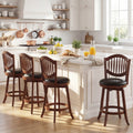 ELLEGNT 4 PCS 25 in Swivel Barstools-Counter Height with Backrest, Wood Frame, for Kitchen Island Espresso and Black