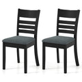 ELLEGNT 2 PCS Wooden Dining Chairs-Rubber Wood Frame, Curved Slatted Back for Home or Restaurant Dark Gray