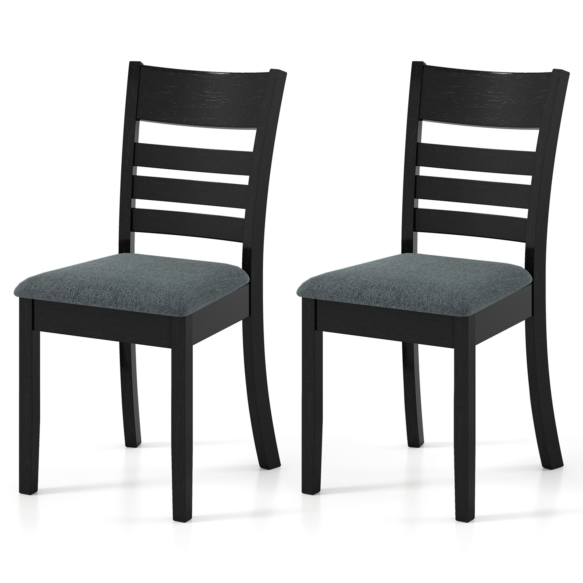 ELLEGNT 2 PCS Wooden Dining Chairs-Rubber Wood Frame, Curved Slatted Back for Home or Restaurant Dark Gray