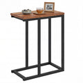 ELLEGNT 1 PCS C-Shaped End Table with Adjustable Foot Pads-Small Snack Side Table for Living Room, Couch, or Bedroom Rustic Brown