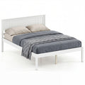 ELLEGNT Full Size Wooden Bed Frame with Headboard-White Platform Mattress Foundation