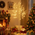 ELLEGNT 6FT White Lighted Birch Christmas Tree with 96 LED Lights Indoor Outdoor