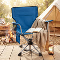 ELLEGNT 1 PCS Goplus 360¡ã Swivel Hunting Chair-Folding Outdoor Seat with Cup Holder, Storage Pockets, and Cozy Backrest, Blue
