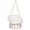 ELLEGNT Boho Swing Chair-Round Cushion Hammock Seat for Indoor and Outdoor Beige