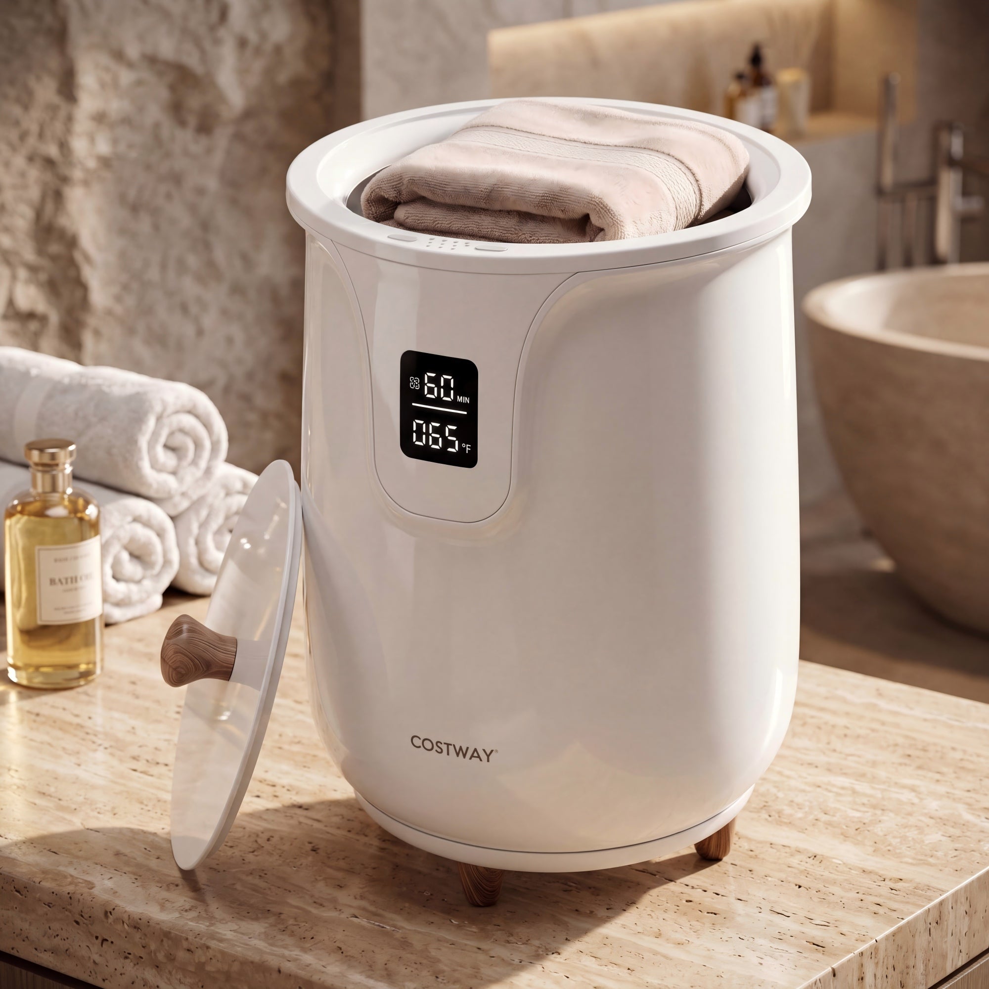 ELLEGNT 4?Timer Digital Towel Warmer-20L Blanket Warmer, 3 Heat Levels, Auto Shut-Off, LCD Display