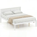 ELLEGNT Queen Size  Wooden Bed Frame with Headboard-White Platform Mattress Foundation