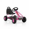 ELLEGNT 4 Wheel Kids Go Kart, Pedal Powered Ride On Toy Car with Adjustable Seat, Ergonomic Backrest and Hand Brake, Outdoor Bike Cart for Boys and Girls 3-6 Years Old, Pink