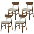 ELLEGNT 4 PCS Curved Backrest Dining Chairs-Linen Upholstered Seat, Fabric Kitchen Chairs for Home