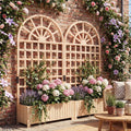 ELLEGNT 2 PCS Wooden Raised Garden Bed with Trellis-71 in Planter Box, Drainage Holes Natural