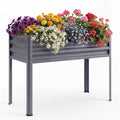 ELLEGNT 1 PCS Raised Garden Bed-Large Elevated Planter Box, Electro?Coated Metal with Legs, Gray