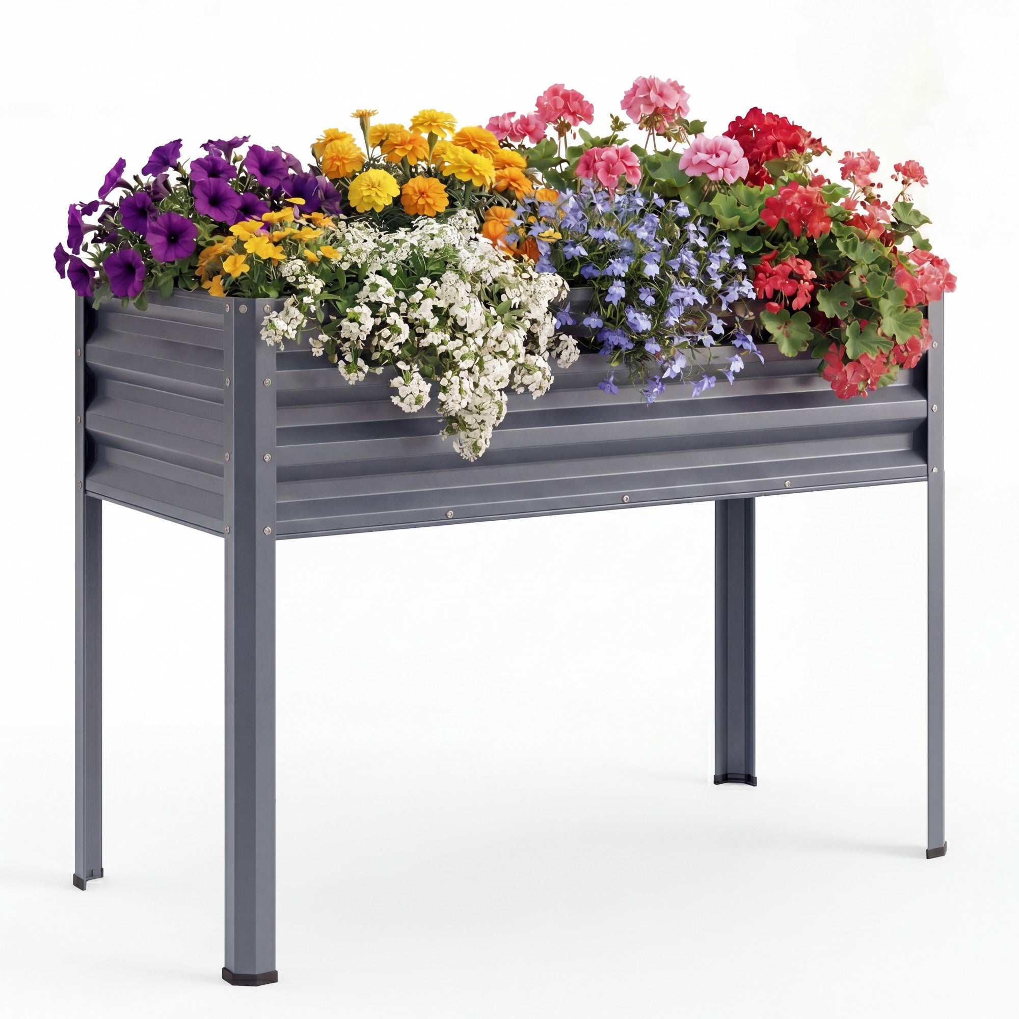 ELLEGNT 1 PCS Raised Garden Bed-Large Elevated Planter Box, Electro?Coated Metal with Legs, Gray