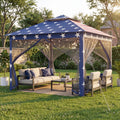 ELLEGNT Pop?Up Gazebo with Vented Top and Drainage Holes-11'x11' Mesh Netting Sidewalls, American Flag