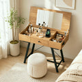 ELLEGNT 38 Inch Wooden Vanity Desk with Lift Up Mirror, Drawer, Power Outlets, Black Rustic Brown