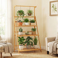 ELLEGNT Adjustable Hanging Plant Stand-3-Tier Folding Flower Shelf with Height-Adjustable Rod