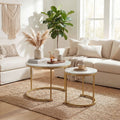 ELLEGNT Nesting Coffee Table Set of 2-Modern Round Side Tables for Living Room or Balcony White