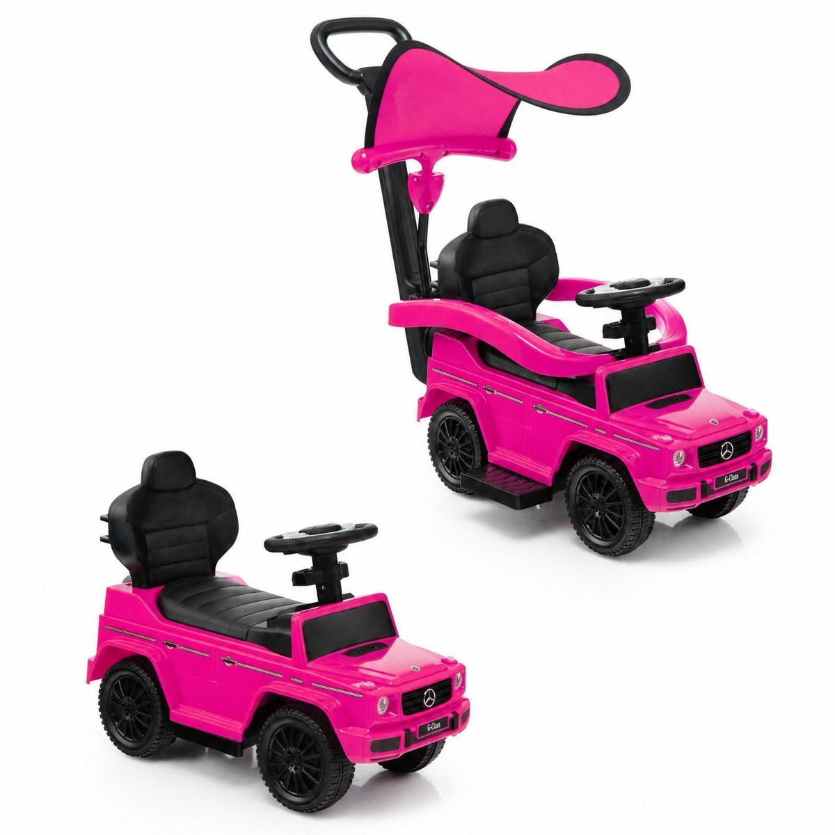 ELLEGNT Licensed Mercedes Benz 3 in 1 Kids Ride On Push Car with Canopy 18 to 36 Months, Pink