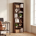 ELLEGNT 1 PCS 6-Tier Open Shelves Bookshelf with Anti-Tipping Kits- Storage Rack for Living Room, Bedroom, Study, Brown