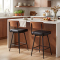 ELLEGNT 2 PCS 27 in Padded Counter Barstools Set  with Wooden Backrest and Metal Legs  Black