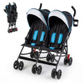 ELLEGNT Foldable Double Umbrella Stroller for Twins-Ultralight Baby Pushchair, Navy