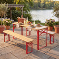 ELLEGNT 43.5 in Folding Picnic Table and Bench Set for Kids-0.8 in Thick Fir Wood Top, Red + Natural