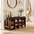 ELLEGNT Shoe Bench with Umbrella Stand-Padded Seat, Adjustable Shelves for Entryway Storage, Rustic Brown