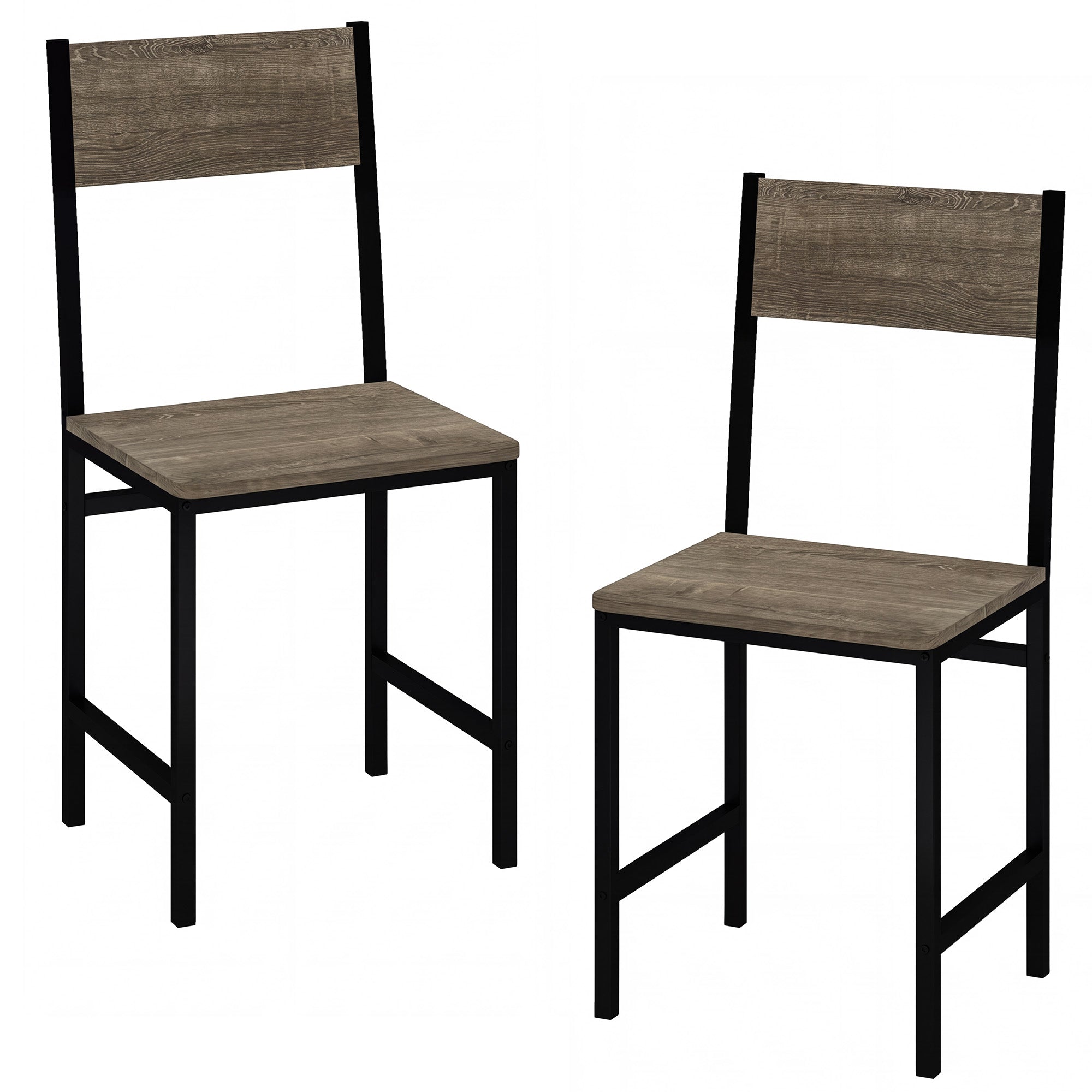 ELLEGNT 2 PCS Wide Seat Dining Chairs with Slanted Back, Metal Legs for Living Room, Gray