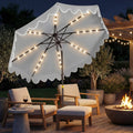 ELLEGNT 9 FT Solar LED Patio Umbrella with Weighted Base and Sandbags-Outdoor Umbrella for Garden or Deck Gray
