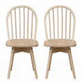 ELLEGNT 2 PCS Farmhouse Spindle Swivel Dining Chairs-Solid Rubber Wood for Kitchen Island or Dining Table, Natural